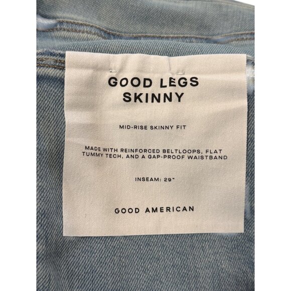 Good American Good Legs Skinny Jeans Mid-Rise Distressed Blue Womens Size 18 NEW - Picture 5 of 10